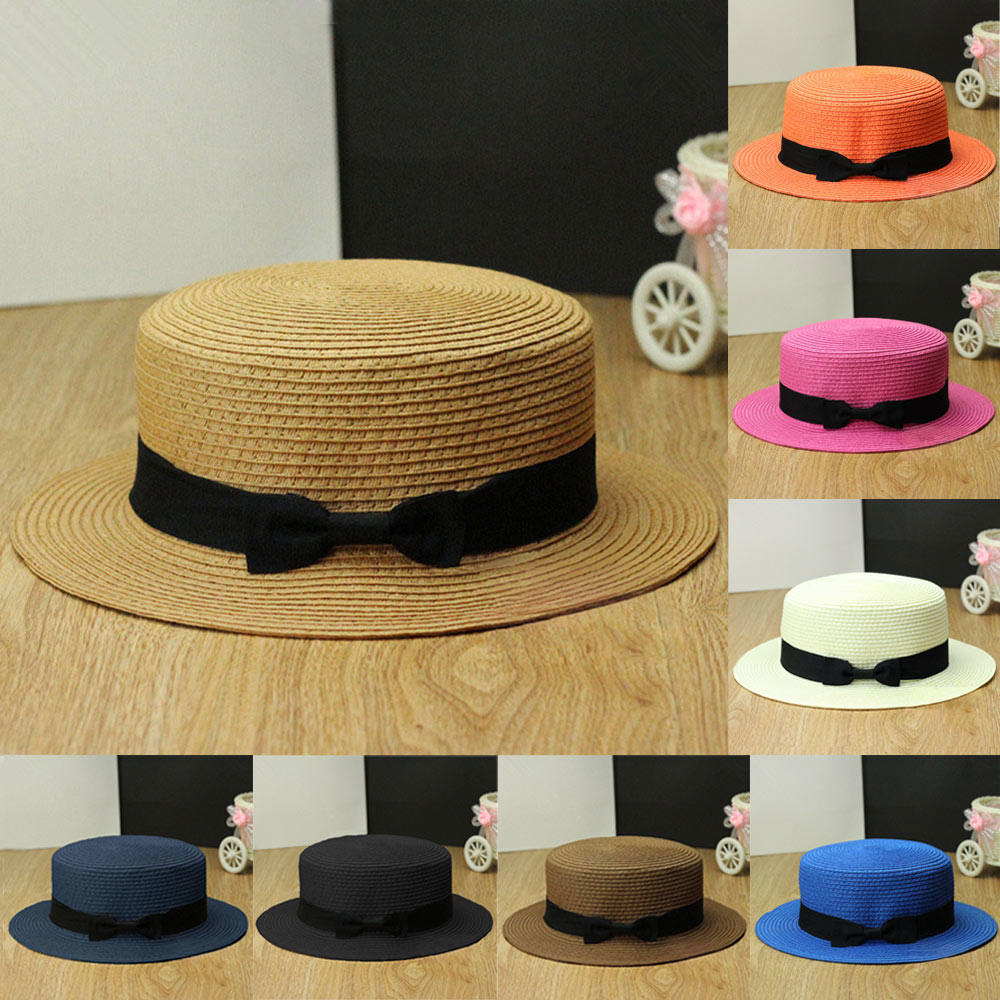 New Fashion Women Lady Fedora Hat Trilby Bowknot Straw Panama Beach Sun Hat