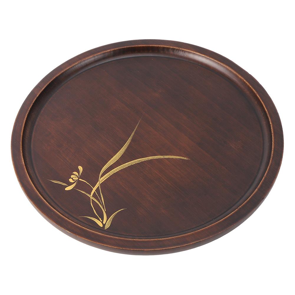 

Bamboo Food Serving Plate Round Tea Tray Snack Platter Household Kitchen AccessoryL