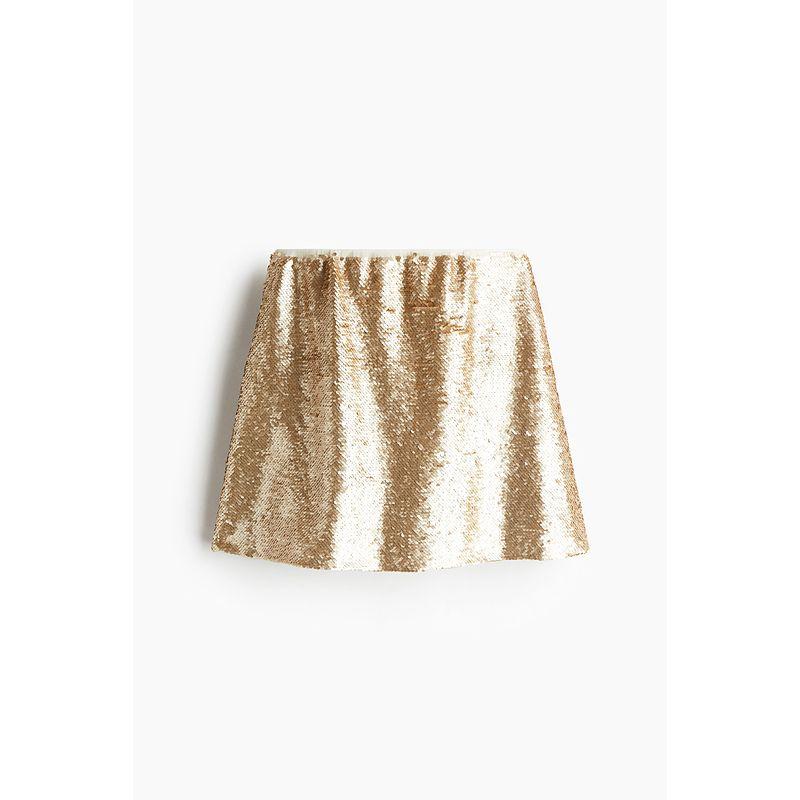 

HM Women s Skirt Fall Fashion High Waist Sequin Gauze Party Mini Skirt 1245422 Beige/Gold 170/100
