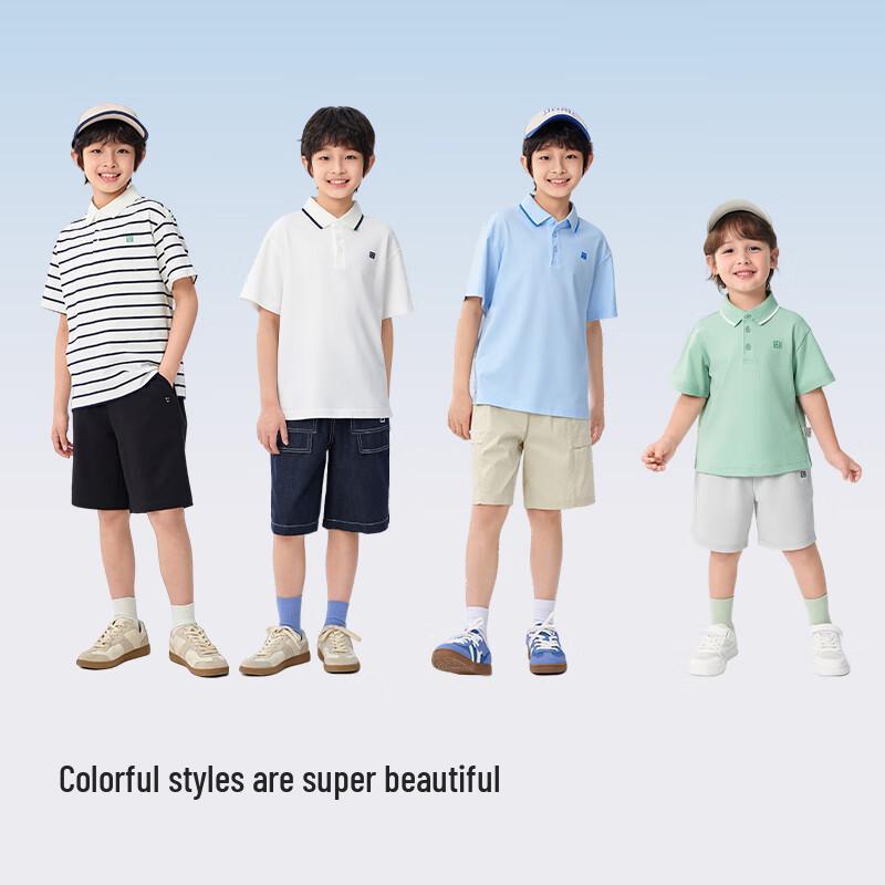 Balabala Boys' 2025 Summer Cooling Polo T-Shirt