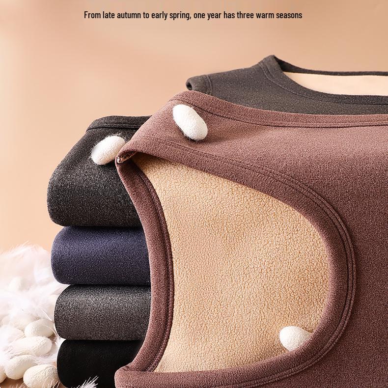 Men's 2025 Fleece-Lined Warm Vest with Down Feather Silk for Autumn/Winter