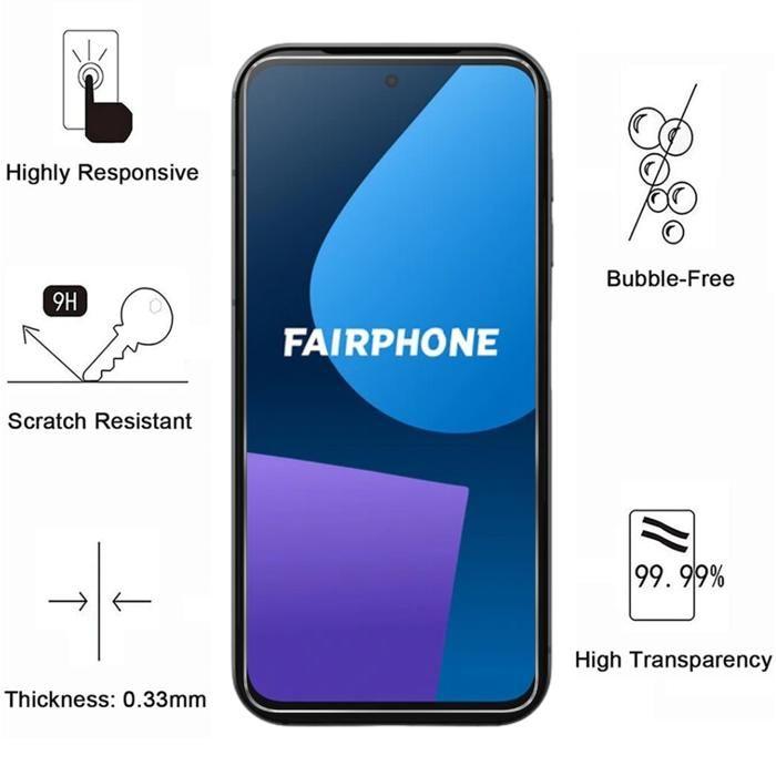 Härdat glasfilm för Fairphone 5 [4-pack] Skärmskydd Phonillico®