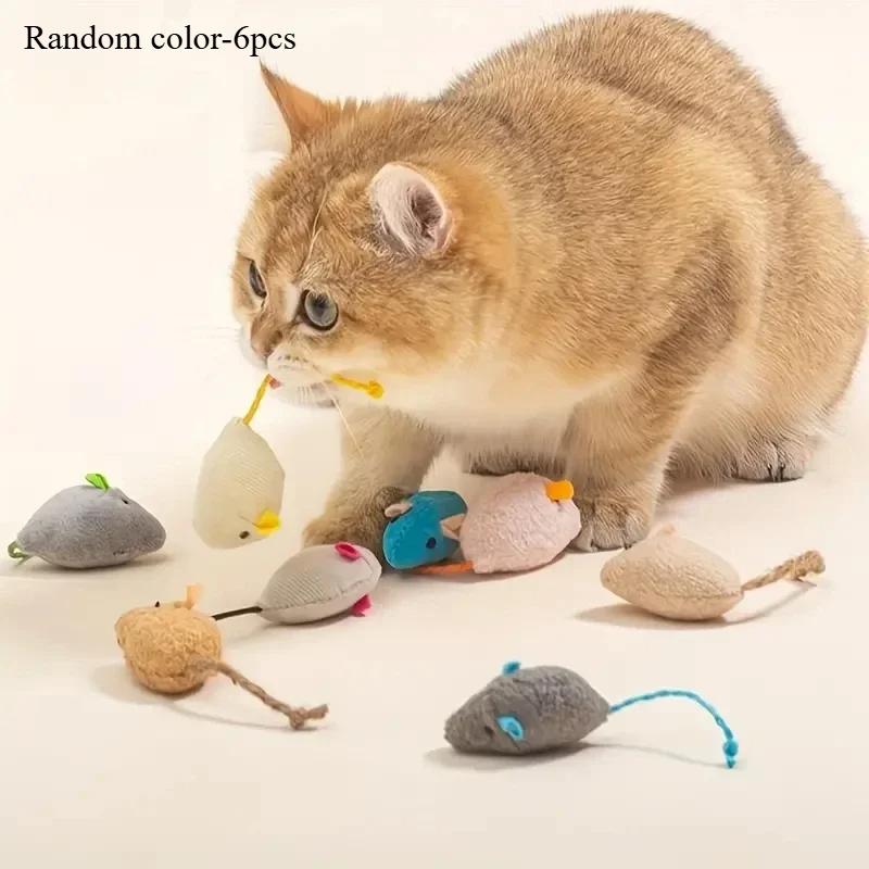 Cat Toys Interactive Plush Rat and Pet Toys Cat Teasing Products Durable Linen Perfect for Small Breeds Safe for Indoor Play
