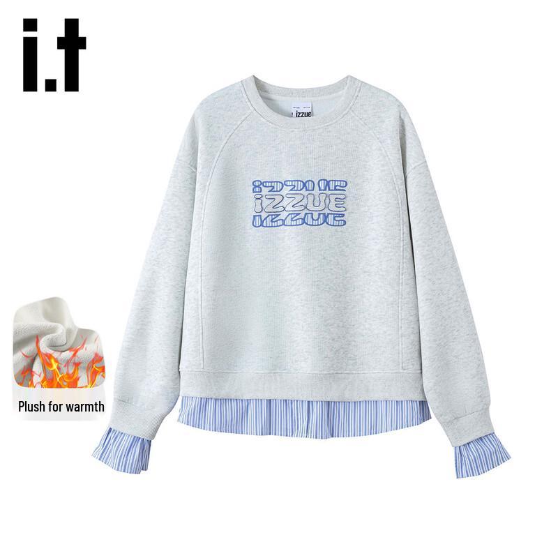 izzue it Women s Faux Two-Piece Fleece-Lined Sweatshirt L