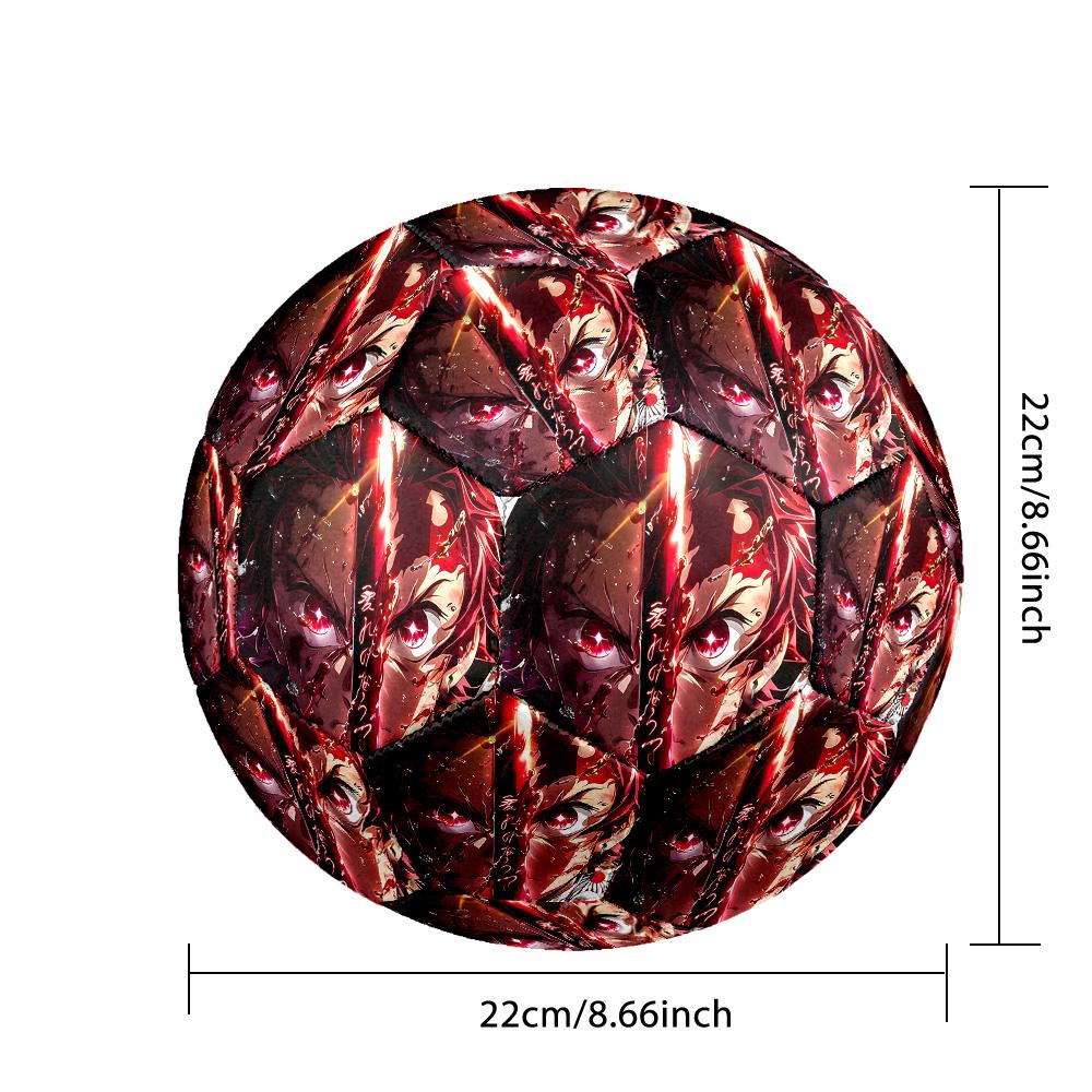 Demon Slayer Printed Size 5 Standard Football, Waterproof PU Training Soccer Ball for Outdoor Sports