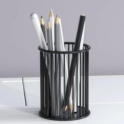Metal Pen Holder, Nordic Desk Organizer for Makeup Brushes, Anti-Rust Multifunctional Storage Basket for Pencils Office Supplies