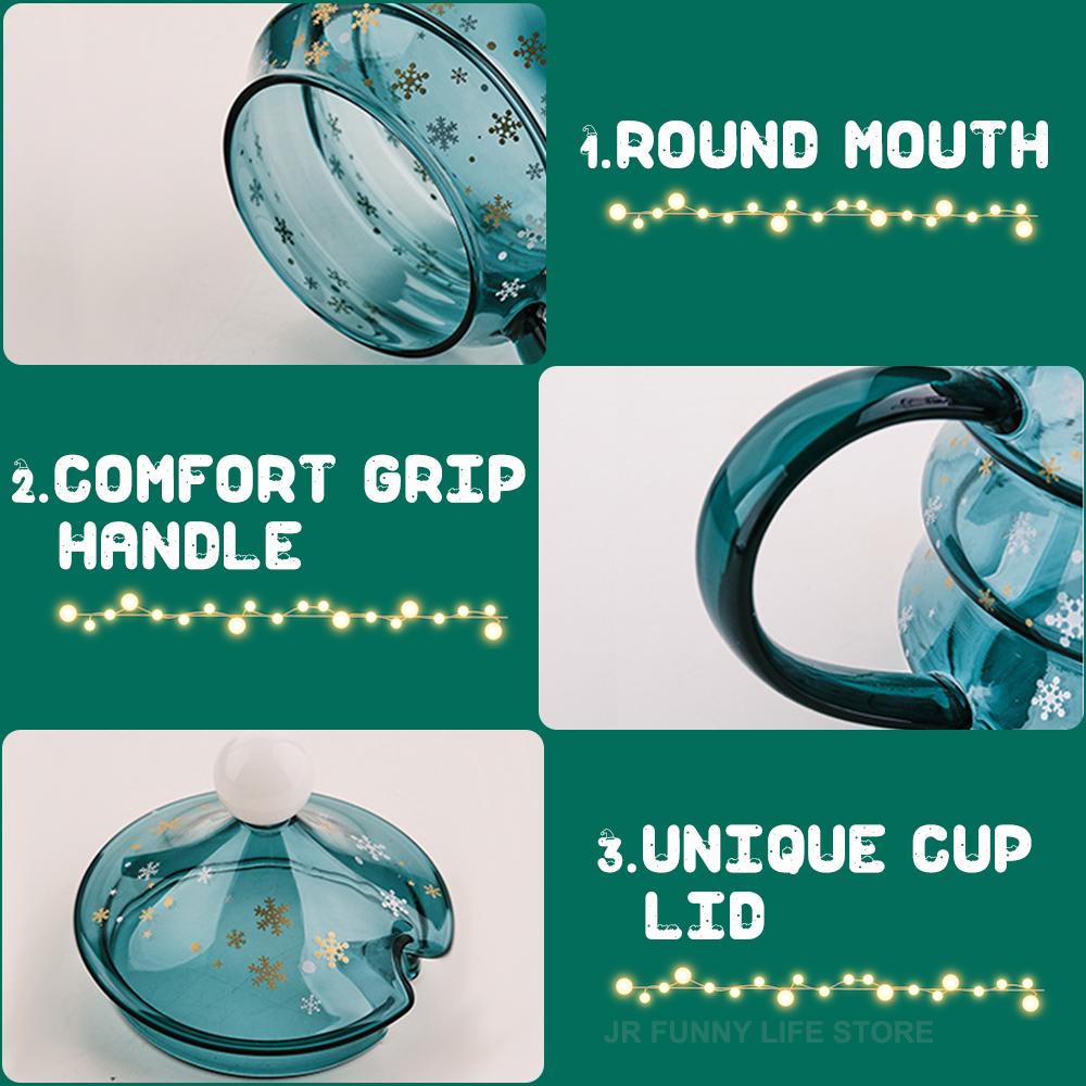 Christmas Tree Glass Cup With Lid and Stirring Rod Transparent Coffee Cup Milk Mug Tumblers For Kids Children's Christmas Gift