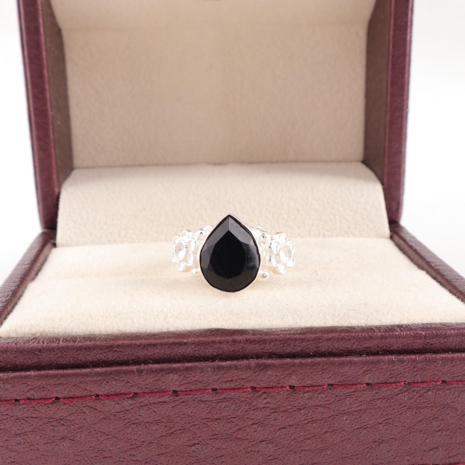 

Драгоценный камень Черный Оникс Ювелирные изделия из серебра 925 пробы Ручной работы Богемное кольцо для подарка RR-59-17 13