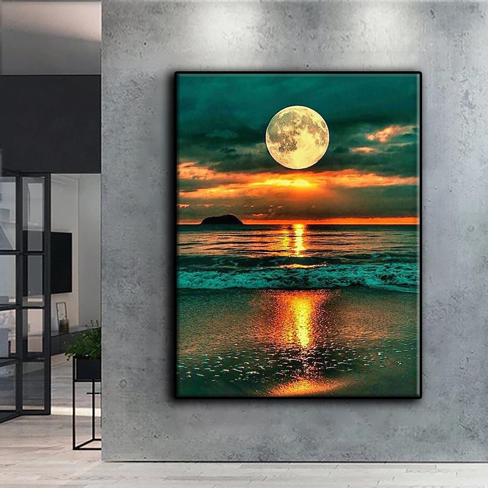 5D Diy Diamantový obraz Full Moon Cross Stitch Plná diamantová výšivka Mosaic