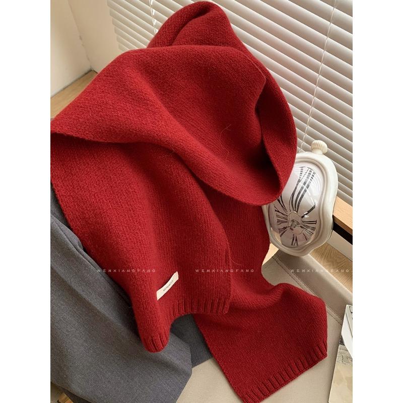 

Чистая шерсть поверх красного нового шарфа женский зимний рождественский кашемировый вязаный шерстяной шарф универсальный теплый Length 160cm Width 20cm красный