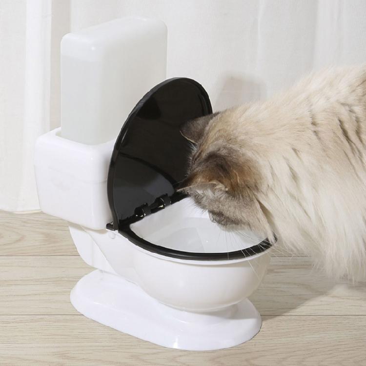 Fontanella per Gatti Forma WC Erogatore d'Acqua a Gravità 650ml Senza Filtro