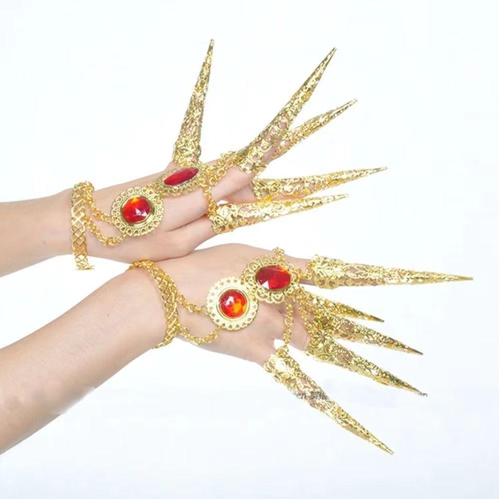 1 pair Gold Color Golden Finger Bracelet Antique Style Belly Dance Bracelet  Wedding