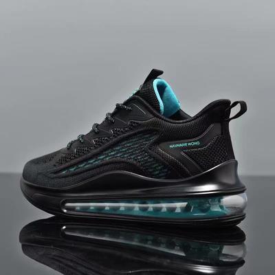 Spring 22 New Fly-woven Mesh Breathable Sports Shoes Casual Shoes Air Cushion Shock Absorption and Height Increase Running Shoes