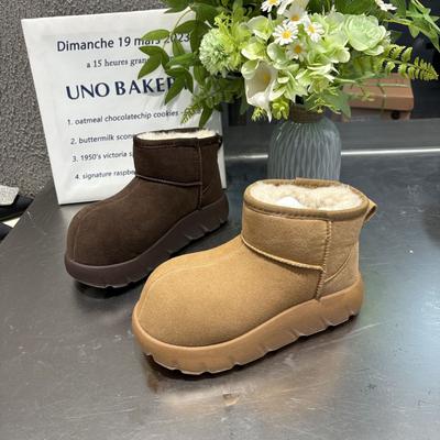 Winter 2025 neue Plateau-Schneestiefel Ellie großer Kopf Martin Stiefel Wolle mattes Leder Damen Kurzstiefel