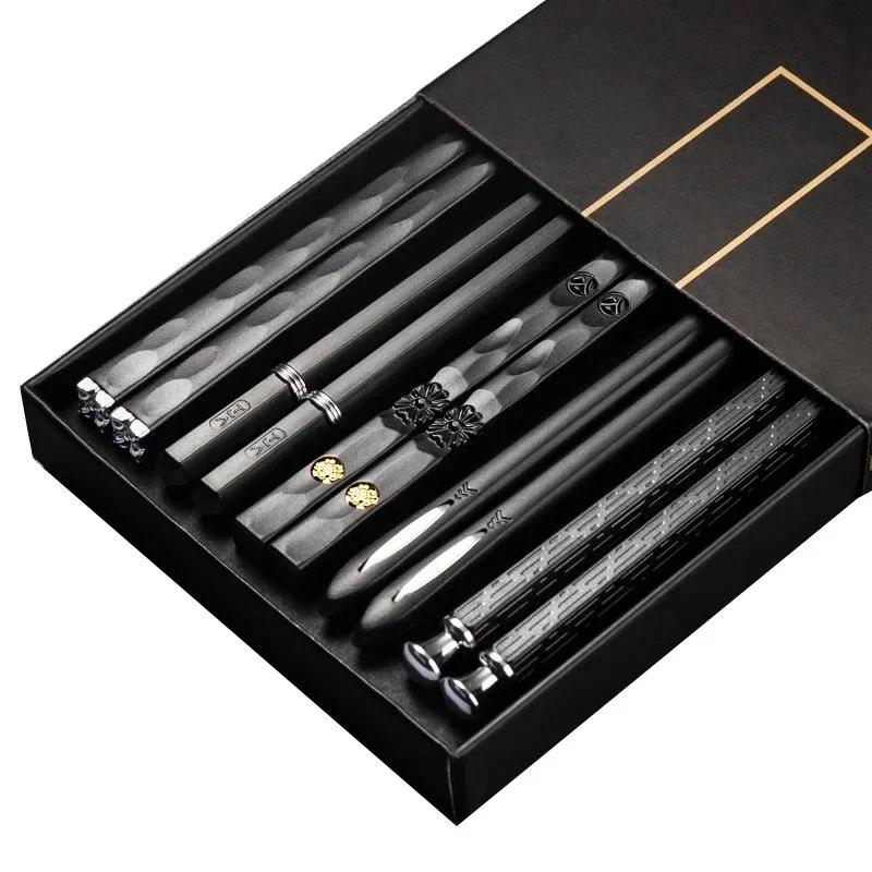 

5 Pairs Chopsticks Sushi Sticks Japanese Chopsticks Reusable Alloy Chop Sticks Home Kitchen Tableware Tool Accessories