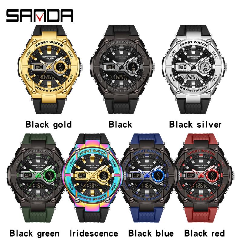 SANDA Neue Herren Sportuhr G Wasserdicht Digital LED Damen Bunt Stoßfest Sport Elektronisch Neue Armbanduhr Uhr Reloj 3123