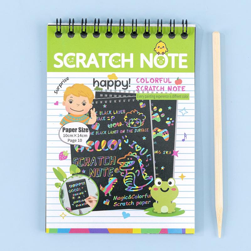 

Colorful Graffiti Art Book for Kindergarten - Fun Scratch Drawing for Kids 14x10 cm зелёный