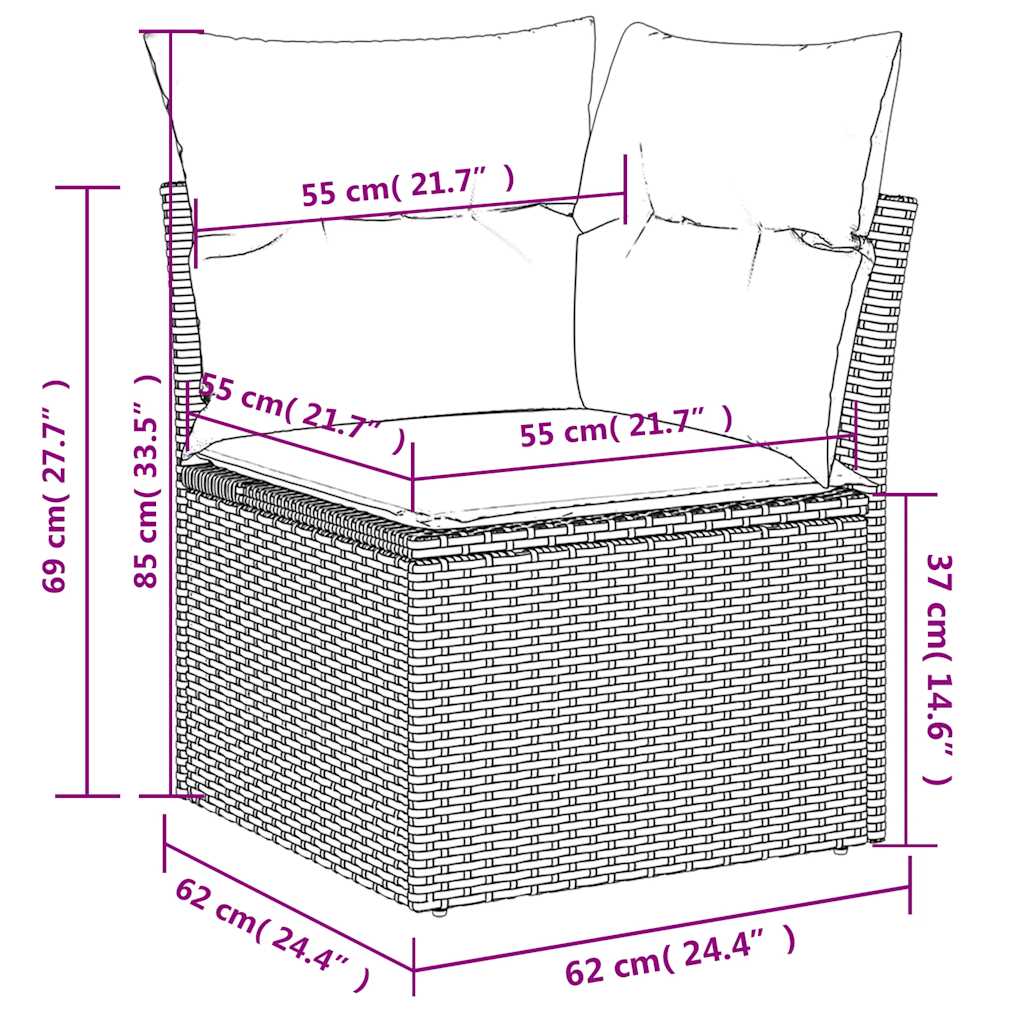 4 Piece Garden Sofa Set with Cushions Brown Poly Rattan