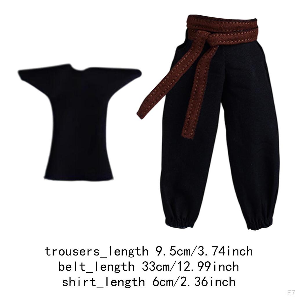 1/12 Male Doll Pants with Belt Casual Dress Up Loose Trousers Mini Long Pant for 6 Inch Action