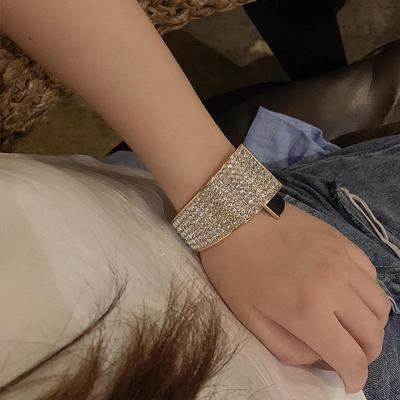 1 ADET Moda Kişilik Zirkon Kelepçe Bilezik Açık Geniş Bilezik Trend Parti Takıları