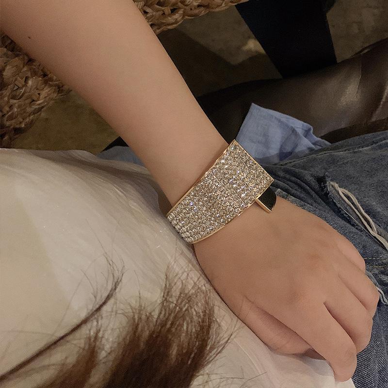 1PC Fashion Personality Zircon Cuff Bracelet Opening Wide Bangle Bracelet Trendy Party Jewelry