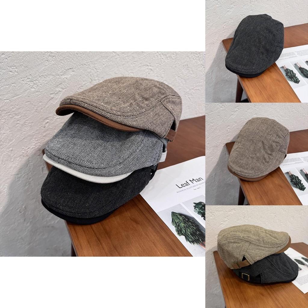 Mens Stripes Beret Cap With Breathable Warm Fabric For Fall Winter Outdoor And Daily Wear