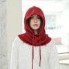 Warm Drawstring Balaclavas Hat Solid Color Winter Neckerchief Drawstring Knitted Hat  Streetwear