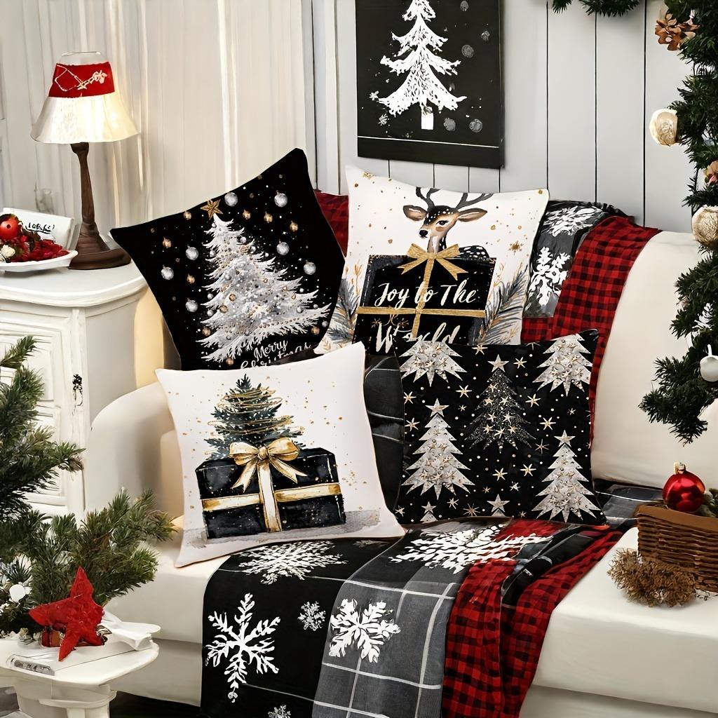 Christmas Pillowcases: Festive Designs with Trees, Deer, and Joy To The World Sofa Room Cushion Cover Home Decoration Gift