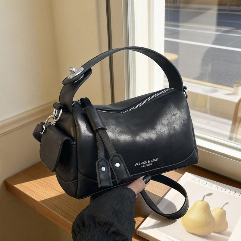 Fashi Soft Leather Bost Shoulder Bag Multi-way Carry Shoulder Crossbody Bag for Women  Mini Pillow Shape Handbag