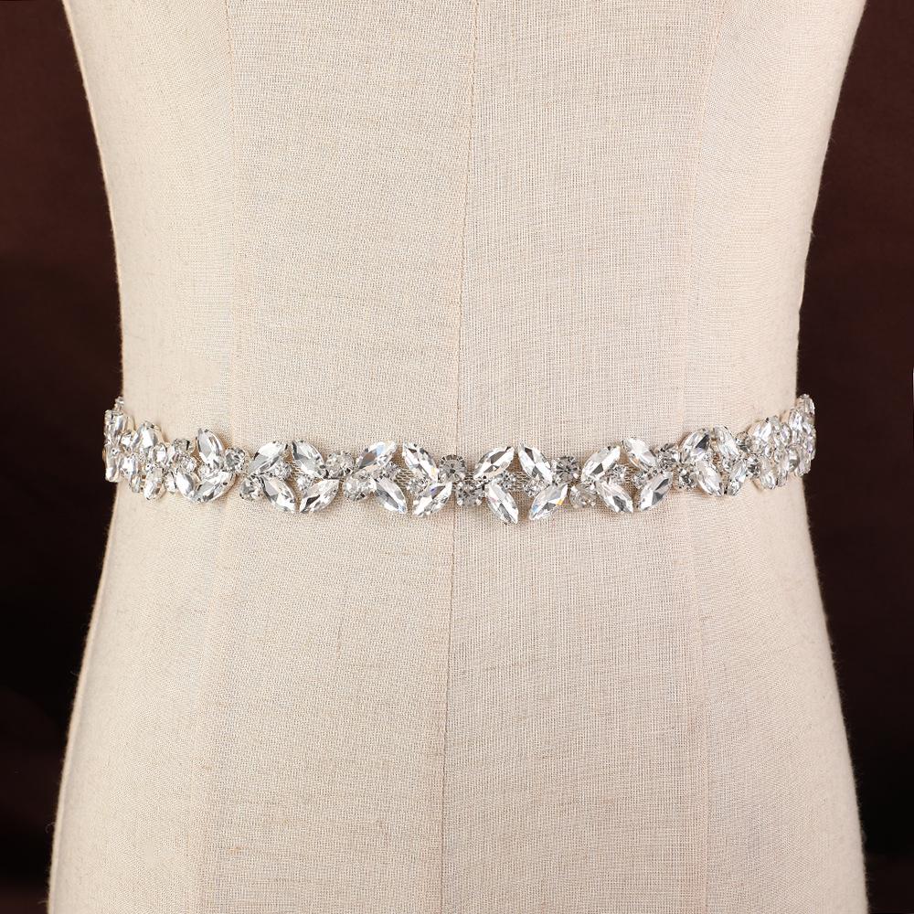 Handcrafted Beaded Rhinestone Wedding Gown with Waist Cincher Bridal Accessories One Size белый