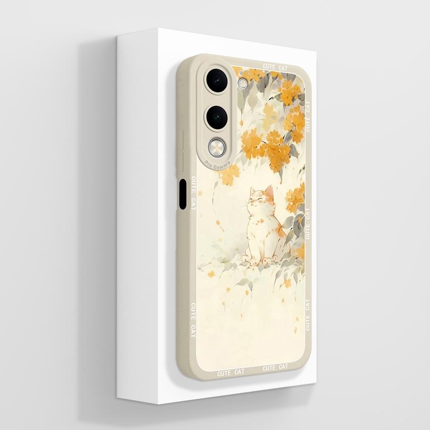 Für Vivo Y04 Y03 Y02 Y11 Y15 Y20 Handyhülle Niedliches Cartoon-Mädchenmuster Glattes Flüssigsilikon Stoßfester Schutz Rückseitenabdeckungen Hülle Für Vivo Gehäuse