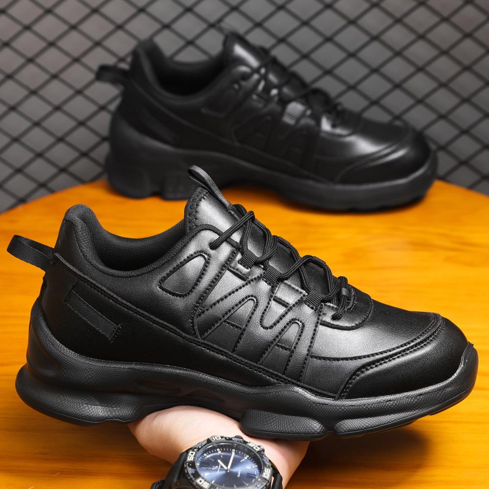 Autumn New Men's Outdoor Casual Shoes Leather Mesh Optional Black Classic Security Work Shoes Lightweight Breathable Running Shoes