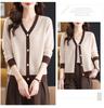 New Women's V-Neck Pure Wool Cardigan, Casual Knit Woolen Sweater Jacket