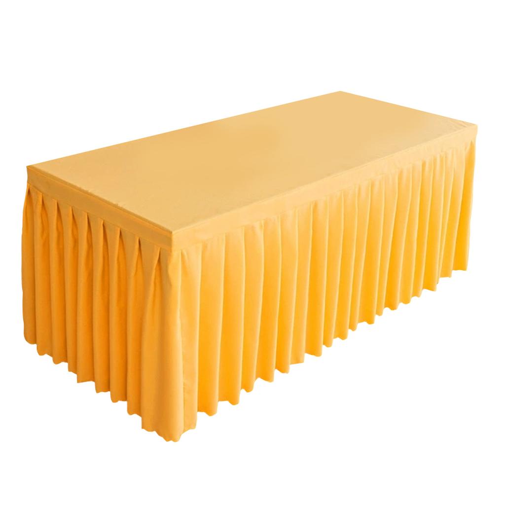 4FT Rectangular Polyester Tablecloth Wrinkle Resistant Table Skirt with Pleated Design for 120x60x75cm Tables Suitable for Event and Banquet Use