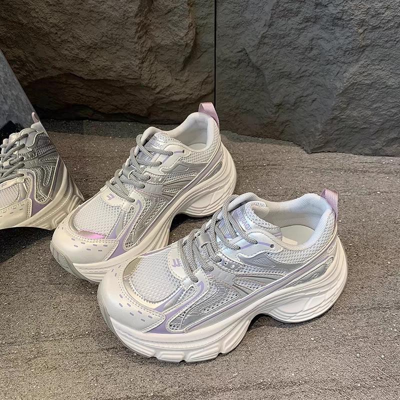 ins campus mesh dad shoes women 2025 spring and summer new thick-soled versatile breathable lightweight casual sports shoes tide