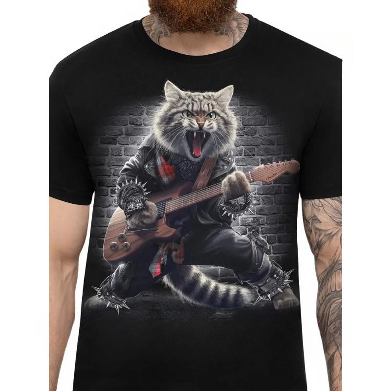 Summer Round Neck 3D Animal Print Top Fashionable Casual Short Sleeved Men's T-shirts