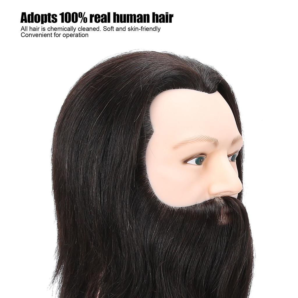 Salon Male Mannequin Head Human Hair Practice Hairdressing Training Head for Styling
