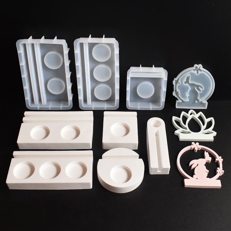 Butterfly & Rabbit Candleholder Silicone Mold with Hollow Lotus Design