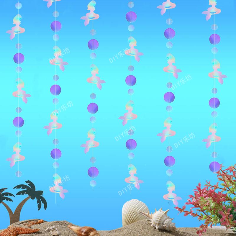 Blue Ocean Sky Tassel Ribbon Flag - Western Summer Theme Crepe Decoration