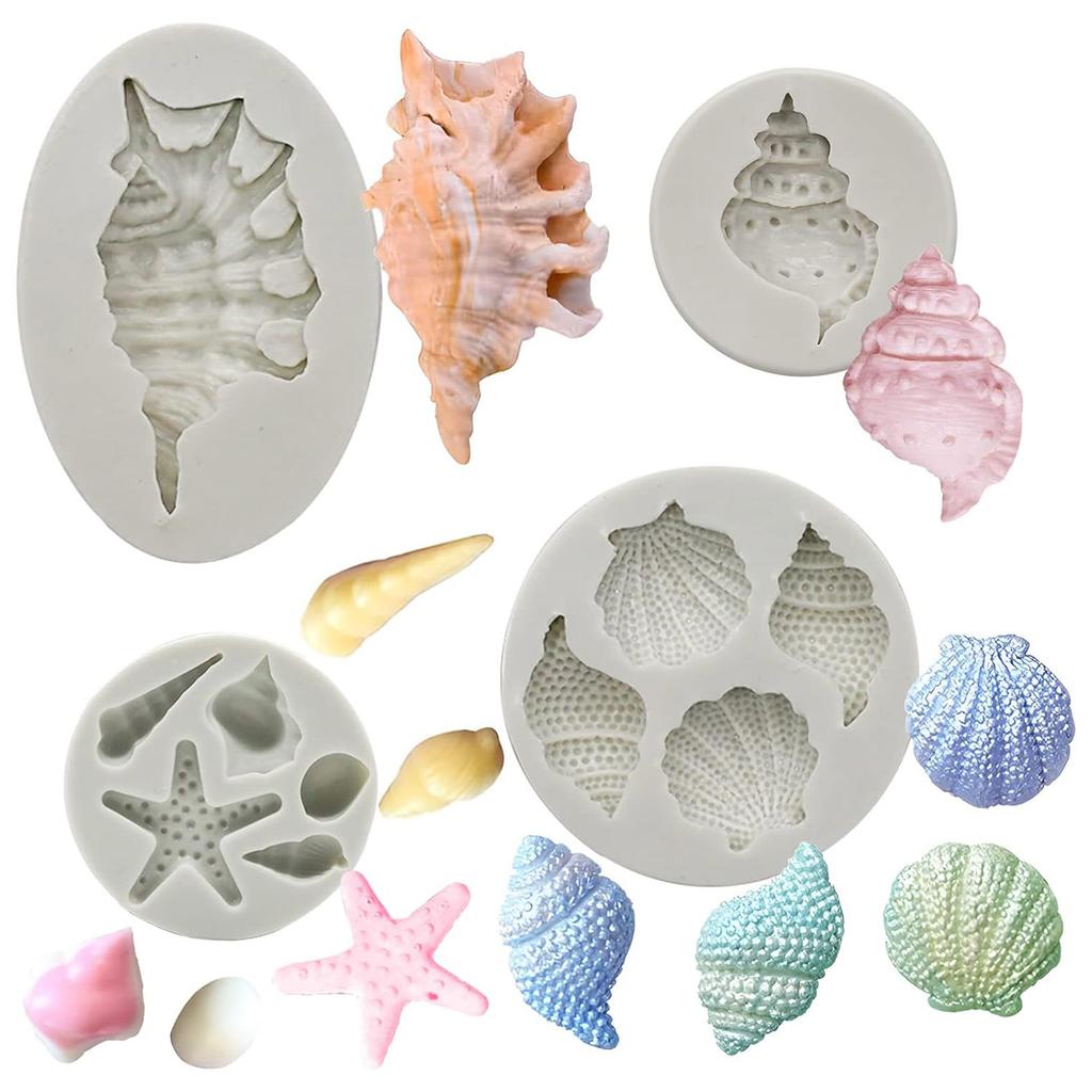 Mermaid Theme Cake Fondant Mold 3pcs Mermaid Tail Under the Sea Silicone Baking Mold forChocolate Candy Cake Decoration