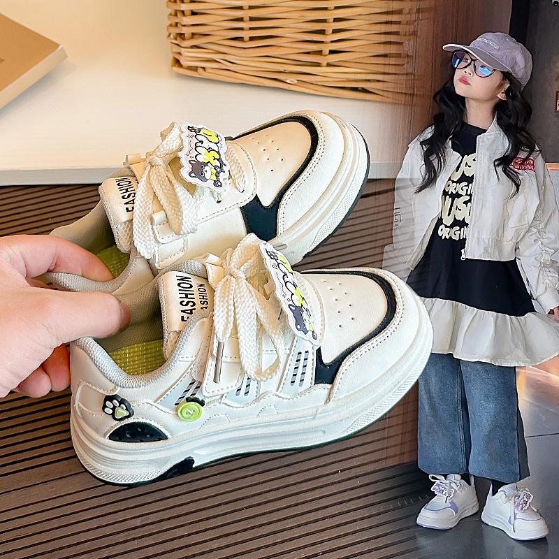 Spring Girls White Board Shoes Princess Low Top Casual Versatile Non Slip Sneakers