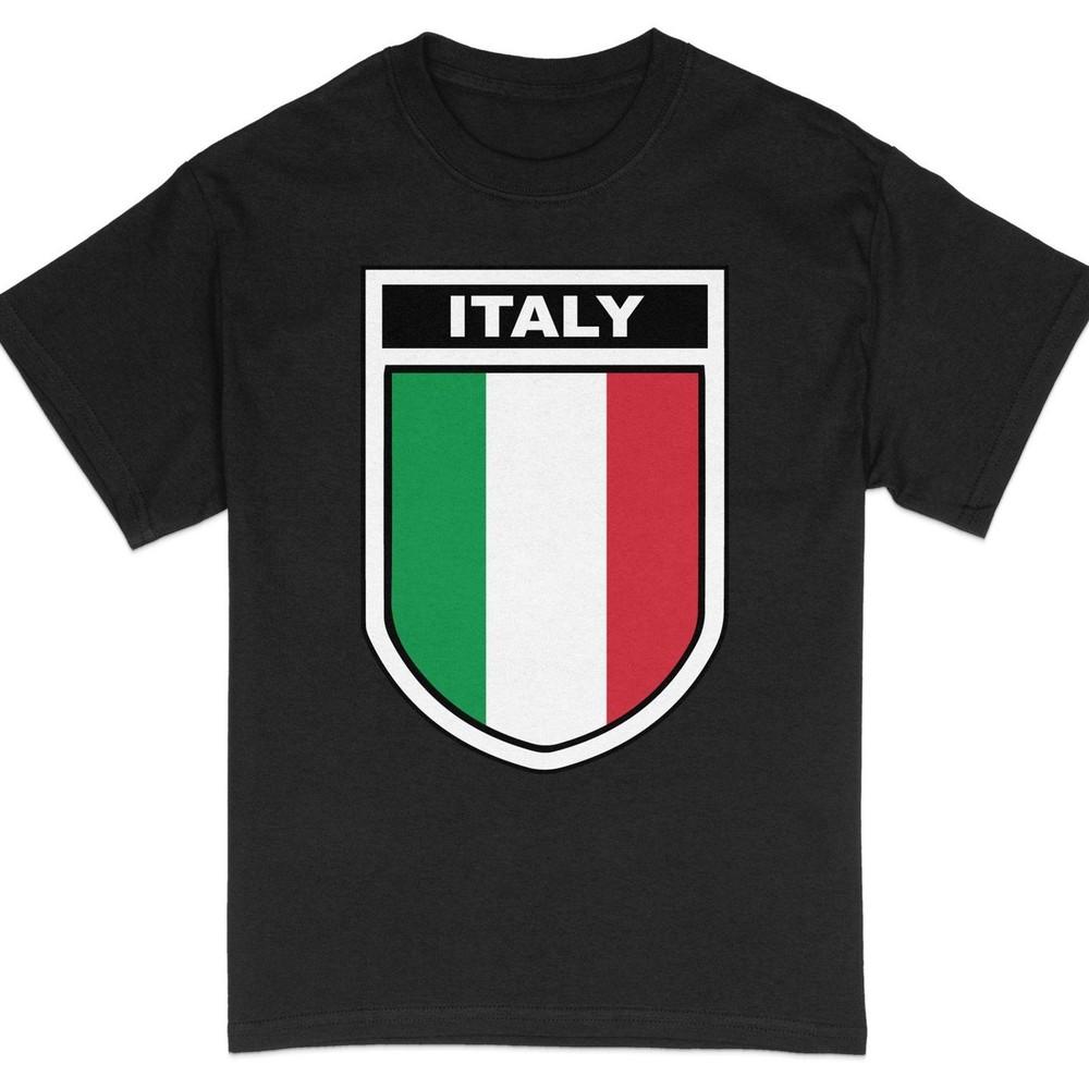 Футболка с гербом Италии, Патриотическая футболка с графикой флага Италии, Повседневная унисекс футболка #26 S