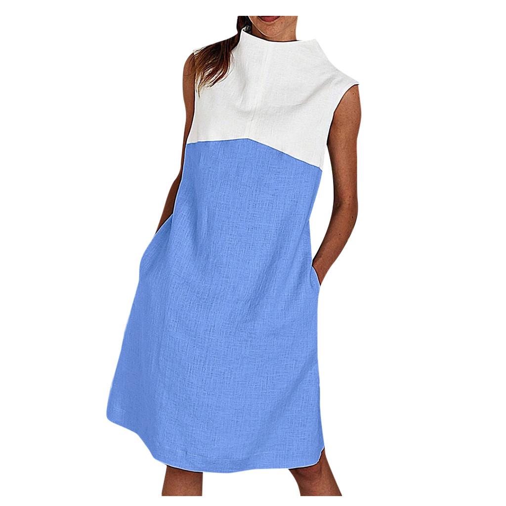 Womens Holiday O Neck Solid  Dress Ladies Summer  Dress