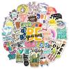 50pcs Mixed Cartoon Motivational Text Vinyl Stickers for Water Bottles Tumbler Luggage Skateboard Bumper Scrapbook Cup, Gift Sticker for Kids Teens Ad