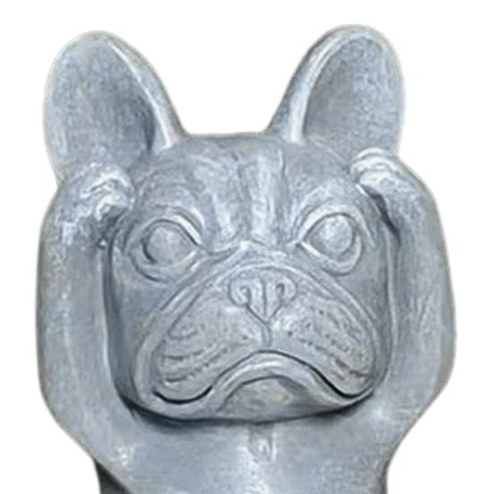 Bulldog Figurine No See No Speak Bulldog Ornament Handmade Resin Hear No Evil Dog Statue