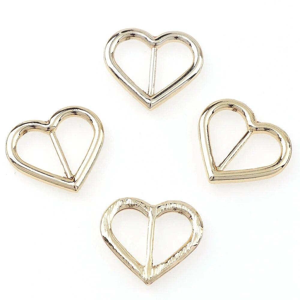 10pcs Buckle Heart Square Oval Round Ribbon Slider Ribbon Buckles for DIY Craft Silver 5 Shape