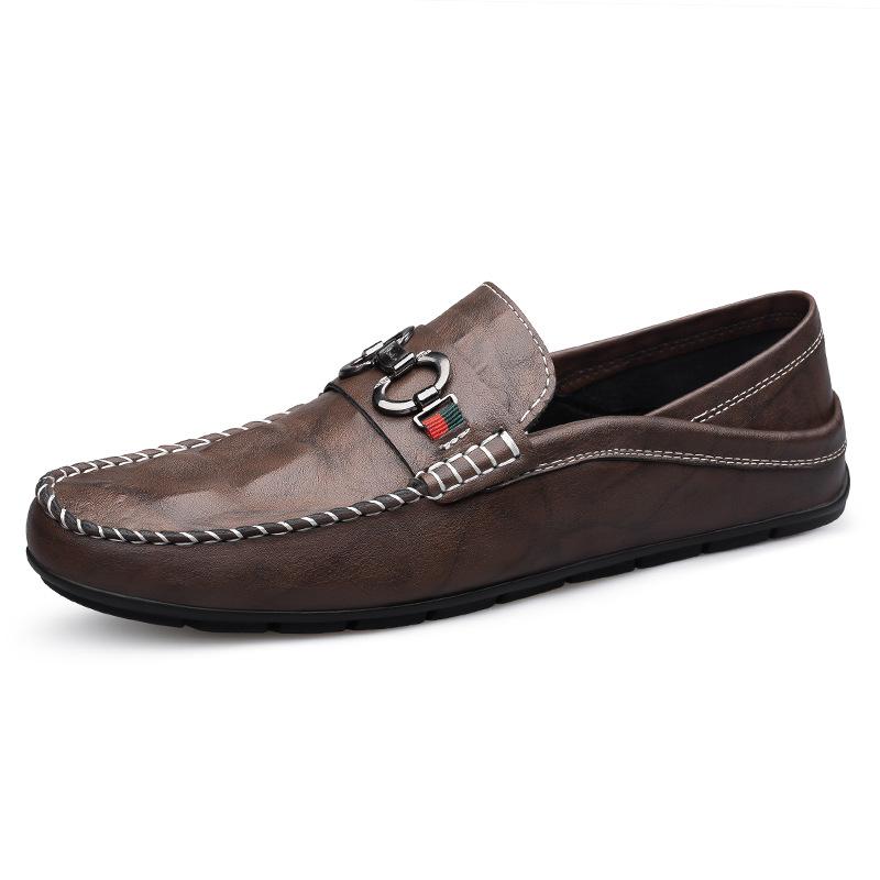 

Мужские туфли Doudou из натуральной кожи, мужские туфли на одной педали, из мягкой кожи, с мягкой подошвой, повседневные, трендовые, нескользящие, дышащие, из натуральной кожи, мужские 47 коричневый