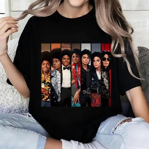 Casual Crew Neck Graphic Tee with Music Legend Evolution Print, Unisex Short Sleeve Shirt, Lightweight Comfortable Street Wear for Summer