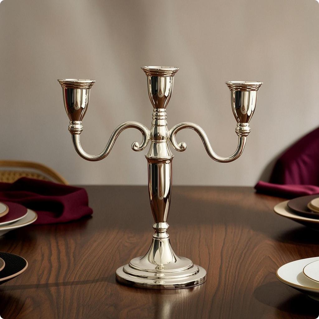 Candlestick with Multiple Arms European Metal Candelabrum Elegant Alloy Candle Holder for Dining