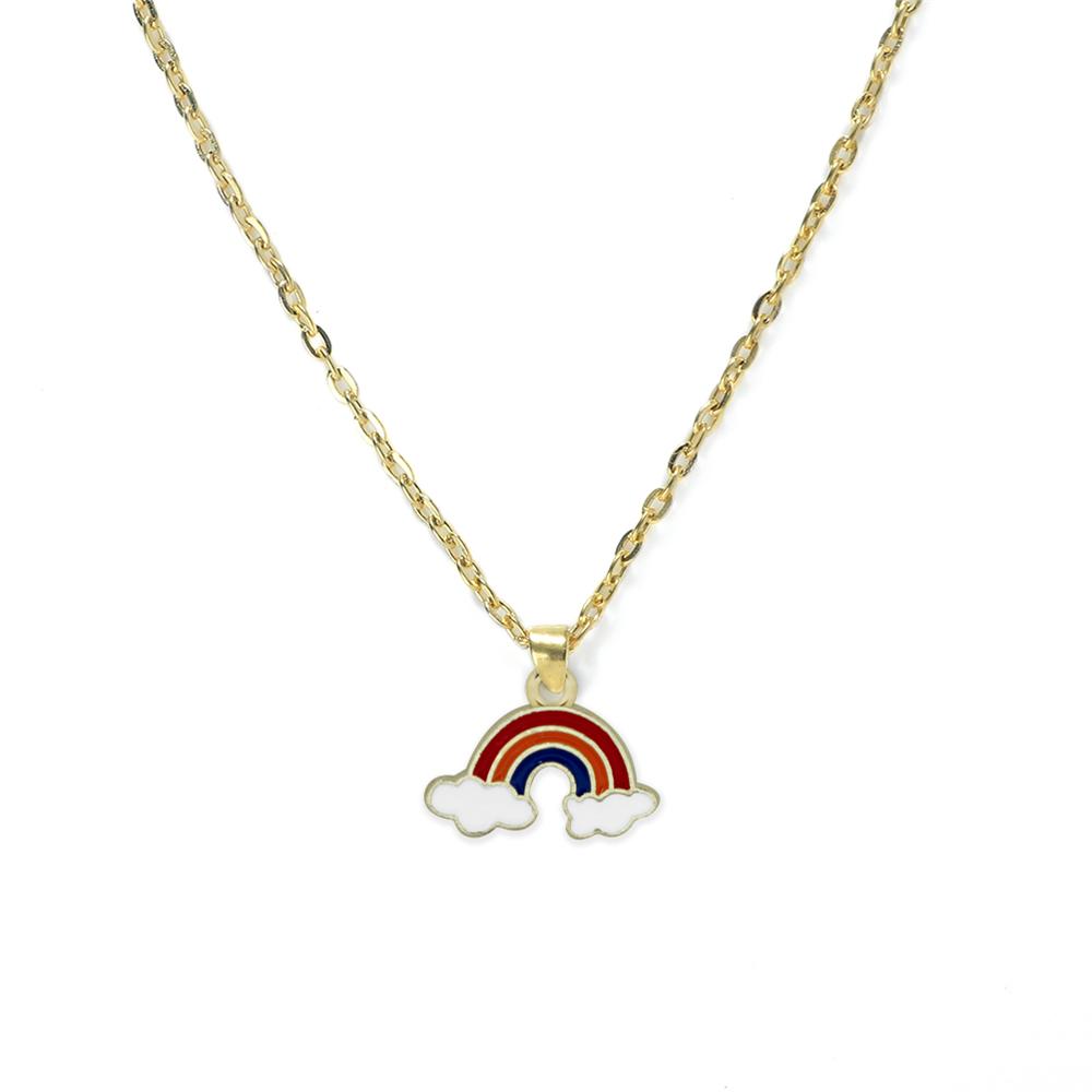 

Cartoon Cute Necklace with Rainbow and Cloud Pendant Colorful Funny Alloy Chain Lobster Clasp Fashion Jewelry Gift for Women Men